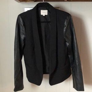 Blazer with faux leather sleeves